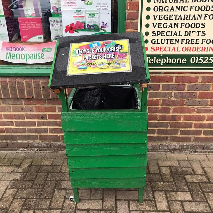 Crisp packet recycling bin
